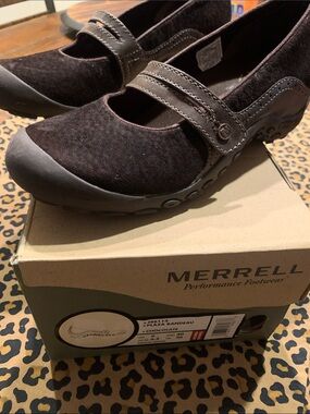 Merrell Brown Mary Jane Comfort Flats with Strap